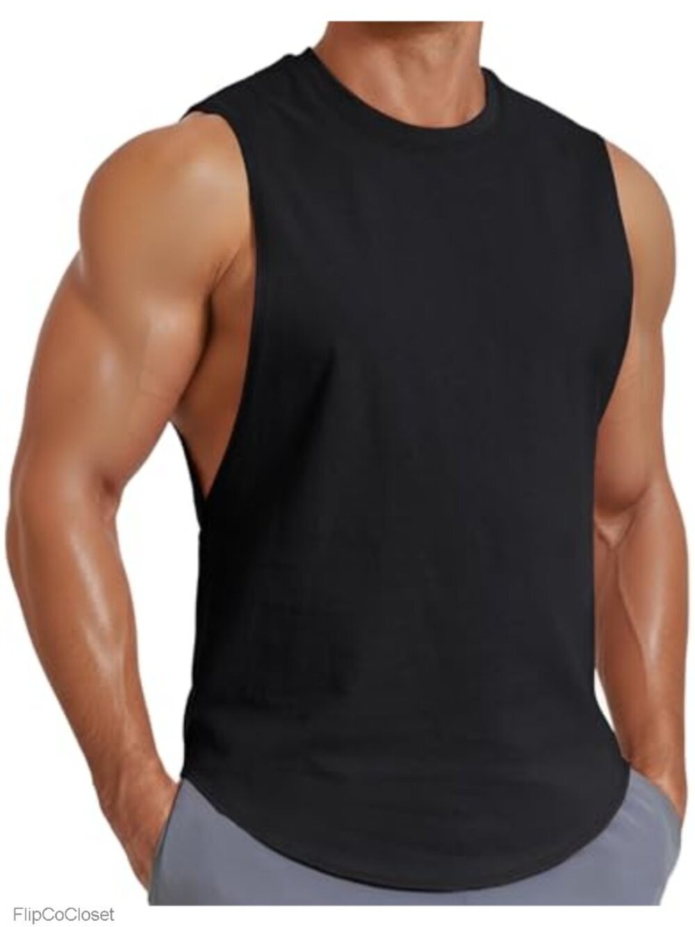 Mens Workout Tank Top Cotton Cut Off Sleeveless Muscle Gym Shirt